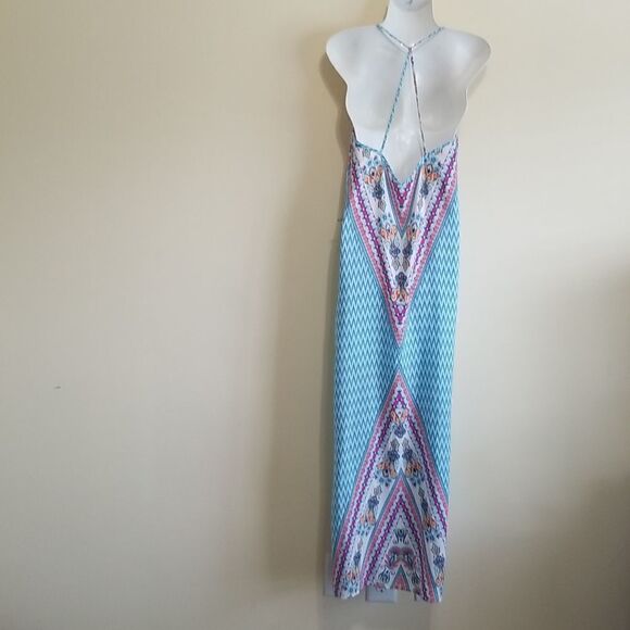 Pink Owl Blue Maxi Dress Sz small - Picture 6 of 11